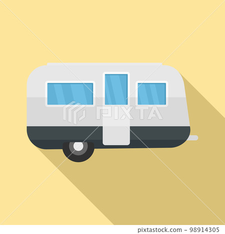 Retro travel trailer icon. Flat illustration of retro travel trailer vector icon for web design 98914305