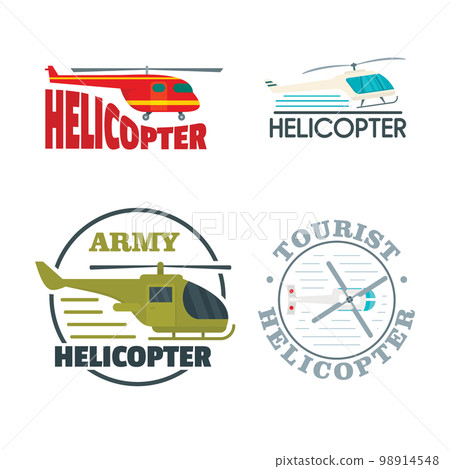 Helicopter aircraft drone chopper logo icons set. Simple illustration of 4 helicopter aircraft drone chopper vector icons for web 98914548