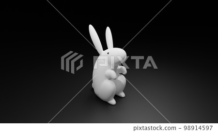 White rabbit 3D isolated on black background White rabbit 3D isolated on black background 98914597