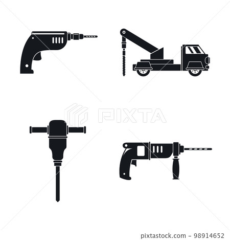 Drilling machine rig electric icons set. Simple illustration of 4 drilling machine rig electric vector icons for web 98914652