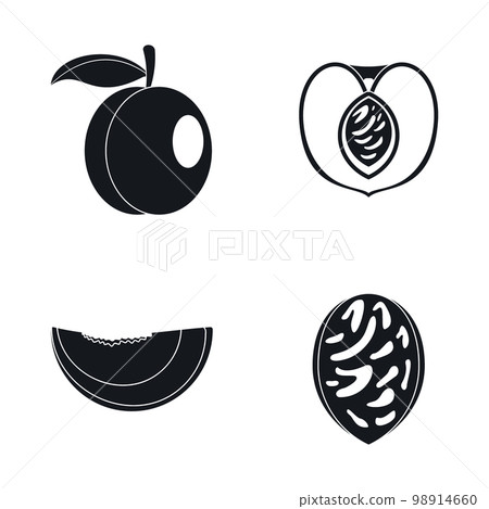 Peach tree slices fruit half icons set. Simple illustration of 4 peach tree slices fruit half vector icons for web 98914660