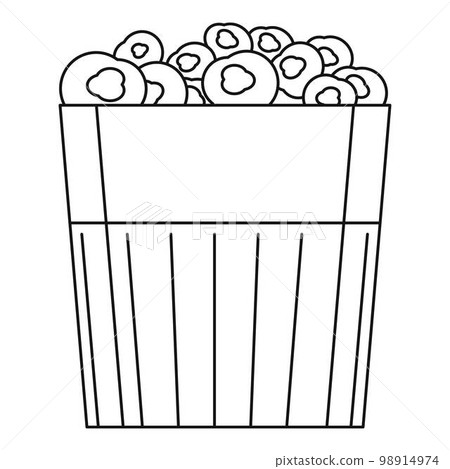 Paper popcorn box icon. Outline paper popcorn box vector icon for web design isolated on white background Paper popcorn box icon. Outline paper popcorn box vector icon for web design isolated on white background 98914974