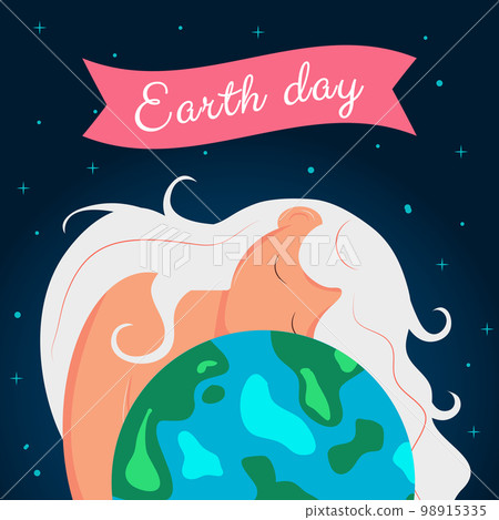 Happy Earth Day Banner with women. Illustration of a happy earth day banner 98915335