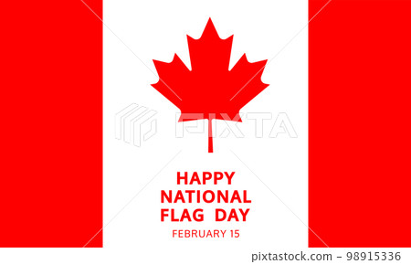 Canada happy flag day, february 15 celebrate background with maple leaf. 98915336