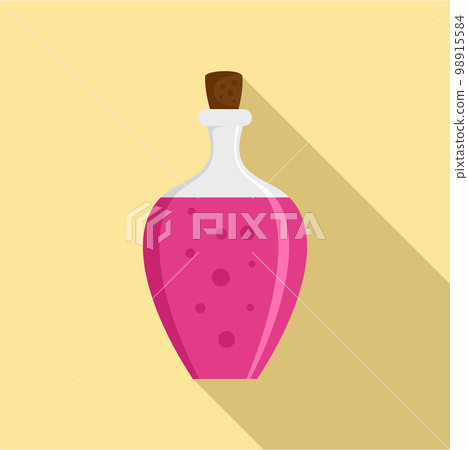 Potion pink bottle icon. Flat illustration of potion pink bottle vector icon for web design Potion pink bottle icon. Flat illustration of potion pink bottle vector icon for web design 98915584