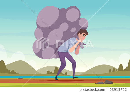 Burdened life background. Heavy overload life problems exact concept vector illustration 98915722
