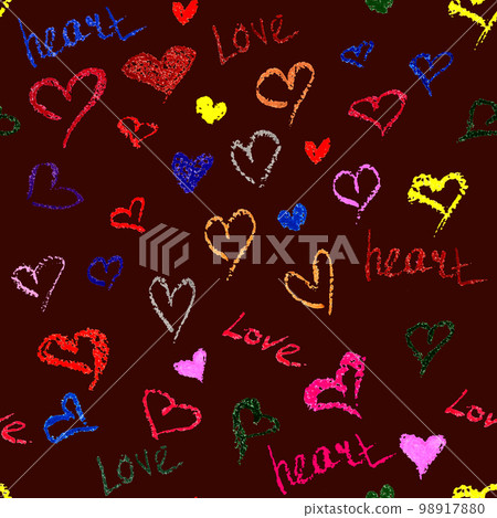 Seamless Pattern of Hearts On Dark Red Background. Valentine's Day Concept Seamless Pattern of Hearts On Dark Red Background. Valentine's Day Concept 98917880