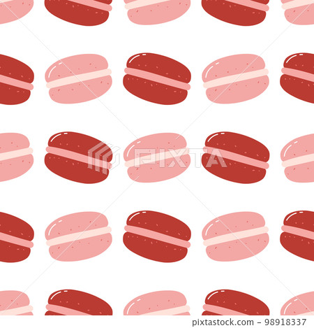 Seamless pattern with macaroon cookies. Flat vector background of sweet dessert, pastry food Seamless pattern with macaroon cookies. Flat vector background of sweet dessert, pastry food 98918337
