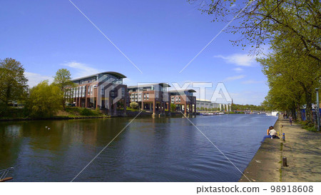 River Trave in the city of Lubeck Germany 98918608