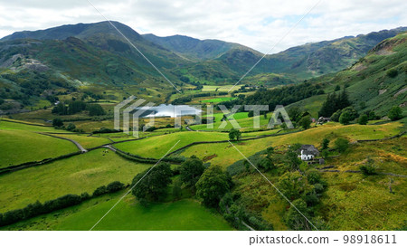 The amazing mountains and valleys at Lake District National Park in England - aerial view - travel 98918611