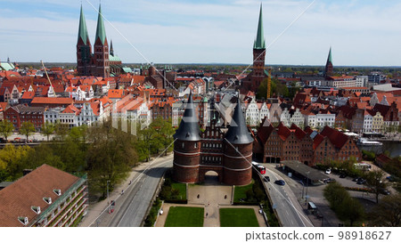 Famous Holstentor in the city of Lubeck Germany 98918627