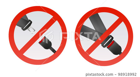Safety seat belt, open and closed seatbelt. Art design road strap. Abstract concept car, airplane driver protection graphic element. Vector Safety seat belt, open and closed seatbelt. Art design road strap. Abstract concept car, airplane driver protection graphic element. Vector 98918992