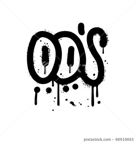 00s - tag in Urban street graffiti style. Lettering with splash effects and drops. Print for graphic tee, sweatshirt, poster. Vector textured illustration. Black letters is sprayed on white background 98919083