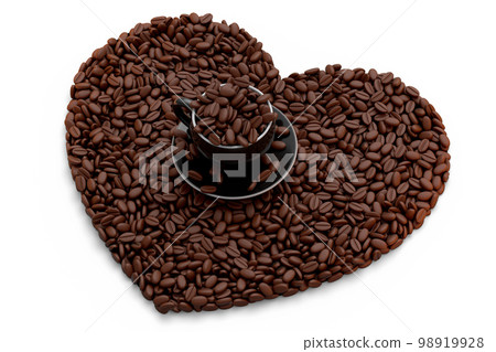 Ceramic coffee cup with coffee beans for americano, espresso, mocha, latte 98919928