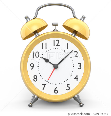 Vintage alarm clock on white background. 3d render concept of wake up time 98919957
