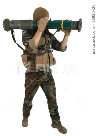 Mecenary operator fire AT4 bazooka anti-tank rocket launcher 98920426