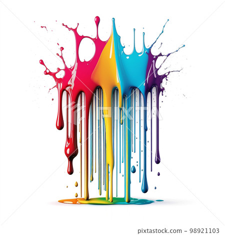 Colorful paint dripping. Abstract color splash isolated on white background. Colorful paint dripping. Abstract color splash isolated on white background. 98921103