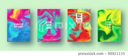 Colorful abstract geometric background. Liquid dynamic gradient waves. Fluid marble texture. Modern covers set. Vector illustration 98921135