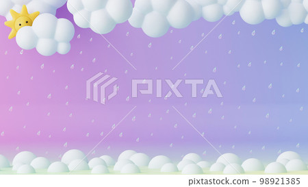3d rendered sun with clouds and rain. Background for children 3d rendered sun with clouds and rain. Background for children 98921385