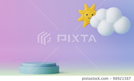 3d rendered sun with clouds. Background for children 3d rendered sun with clouds. Background for children 98921387
