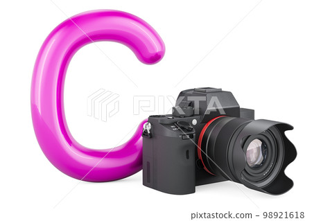 Kids ABC, Letter C with camera. 3D rendering Kids ABC, Letter C with camera. 3D rendering 98921618