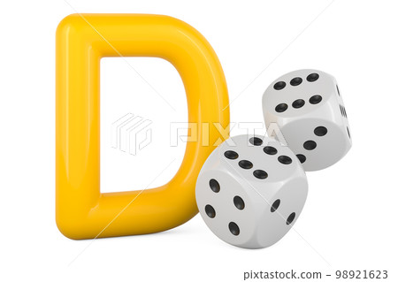 Kids ABC, Letter D with dice. 3D rendering Kids ABC, Letter D with dice. 3D rendering 98921623