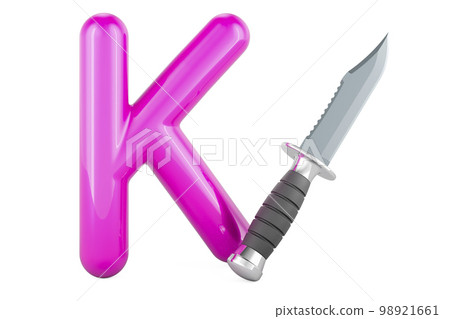 Kids ABC, Letter K with knife. 3D rendering 98921661