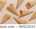 Ice cream cone on color background 98922933