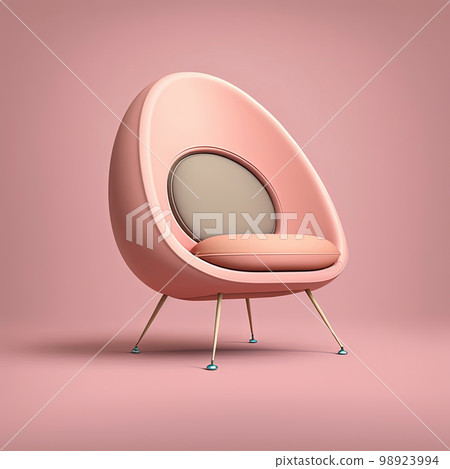 Mid century pink accent fabric chair with chromium legs. Fabric upholstery chair on pink background. Mid century, Loft, Scandinavian interior. Retro stylized modern furniture Mid century pink accent fabric chair with chromium legs. Fabric upholstery chair on pink background. Mid century, Loft, Scandinavian interior. Retro stylized modern furniture 98923994