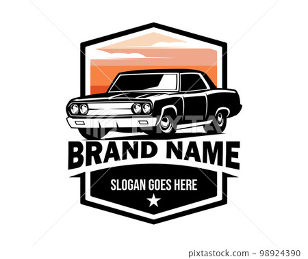 chevrolet muscle car vector design with amazing sunset view. isolated on white background side view. Best for badges, emblems, icons, car industry and available in eps 10. 98924390