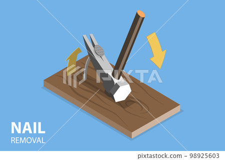 3D Isometric Flat Vector Conceptual Illustration of Nail Removal 98925603