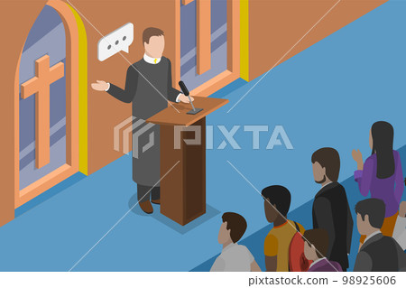 3D Isometric Flat Vector Conceptual Illustration of Missionary Church 98925606