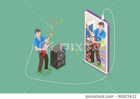 3D Isometric Flat Vector Conceptual Illustration of Musician Vlogger 98925612