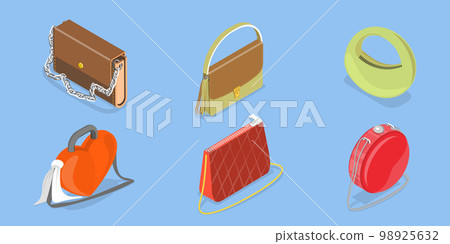 3D Isometric Flat Vector Icon of Handbags Set 98925632