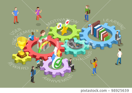 3D Isometric Flat Vector Conceptual Illustration of Gamification 98925639