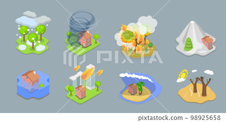 3D Isometric Flat Vector Conceptual Illustration of Climate Change 98925658