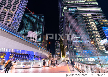 "Tokyo" Night view of Shibuya station and office district 98926344