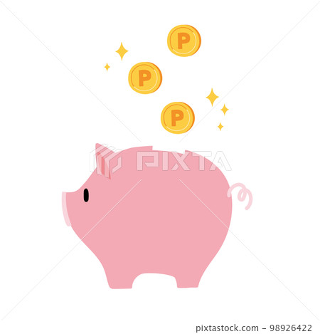 A piggy bank that accumulates horizontal points A piggy bank that accumulates horizontal points 98926422