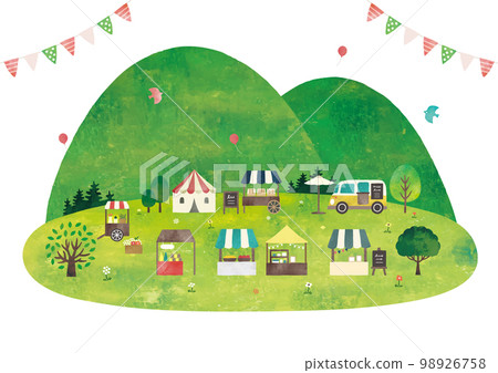 馬爾凱、草地和山區水彩畫 98926758