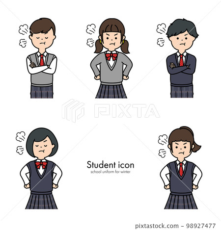 Junior high school student / high school student icon winter clothes get angry 98927477