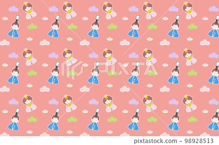 Seamless pattern of background pink hina dolls and emperors Seamless pattern of background pink hina dolls and emperors 98928513