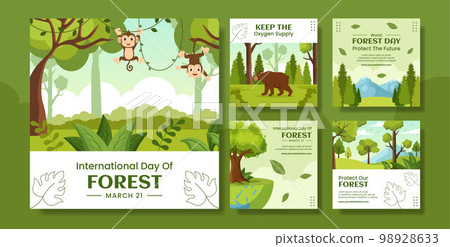 World Forestry Day Social Media Post Flat Cartoon Hand Drawn Templates Illustration World Forestry Day Social Media Post Flat Cartoon Hand Drawn Templates Illustration 98928633