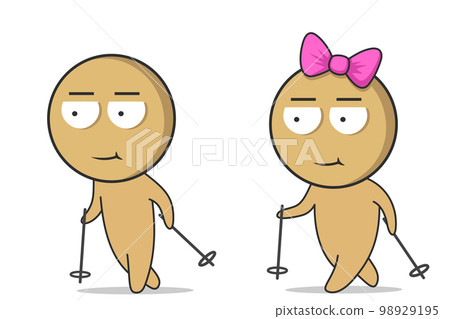 Boy and girl walking slowly around the city Boy and girl walking slowly around the city 98929195