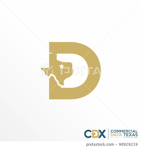 Letter or word D font with Texas map image graphic icon logo design abstract concept vector stock. Can be used as a symbol related to area or initial. 98929219