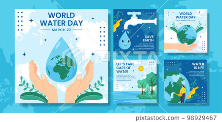 World Water Day Social Media Post Flat Cartoon Hand Drawn Templates Illustration World Water Day Social Media Post Flat Cartoon Hand Drawn Templates Illustration 98929467