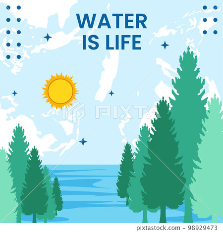 World Water Day Social Media Illustration Flat Cartoon Hand Drawn Templates 98929473