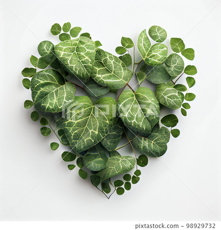 圖片素材：樹葉做成的心形 98929732