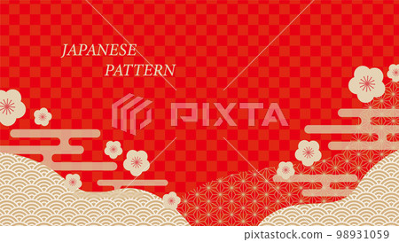 Japanese pattern background illustration red 98931059