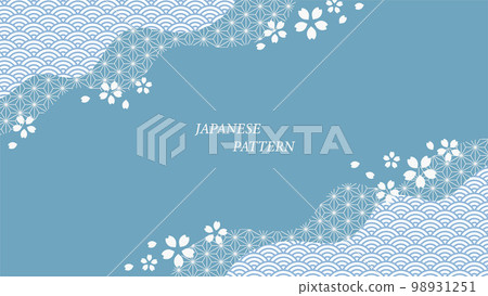 Japanese pattern background illustration blue 98931251