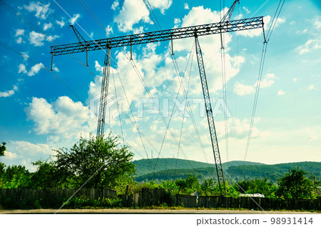 High voltage post or High voltage tower High voltage post or High voltage tower 98931414